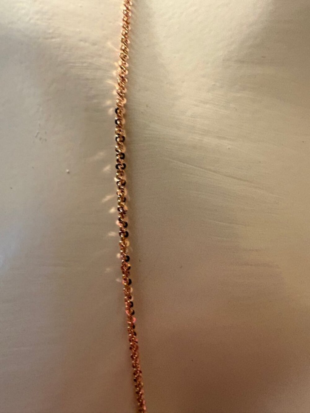 NEW 925 Sterling Silver Twisted Rock Chain 20” 1.3mm 1.8g Rose Gold Tone